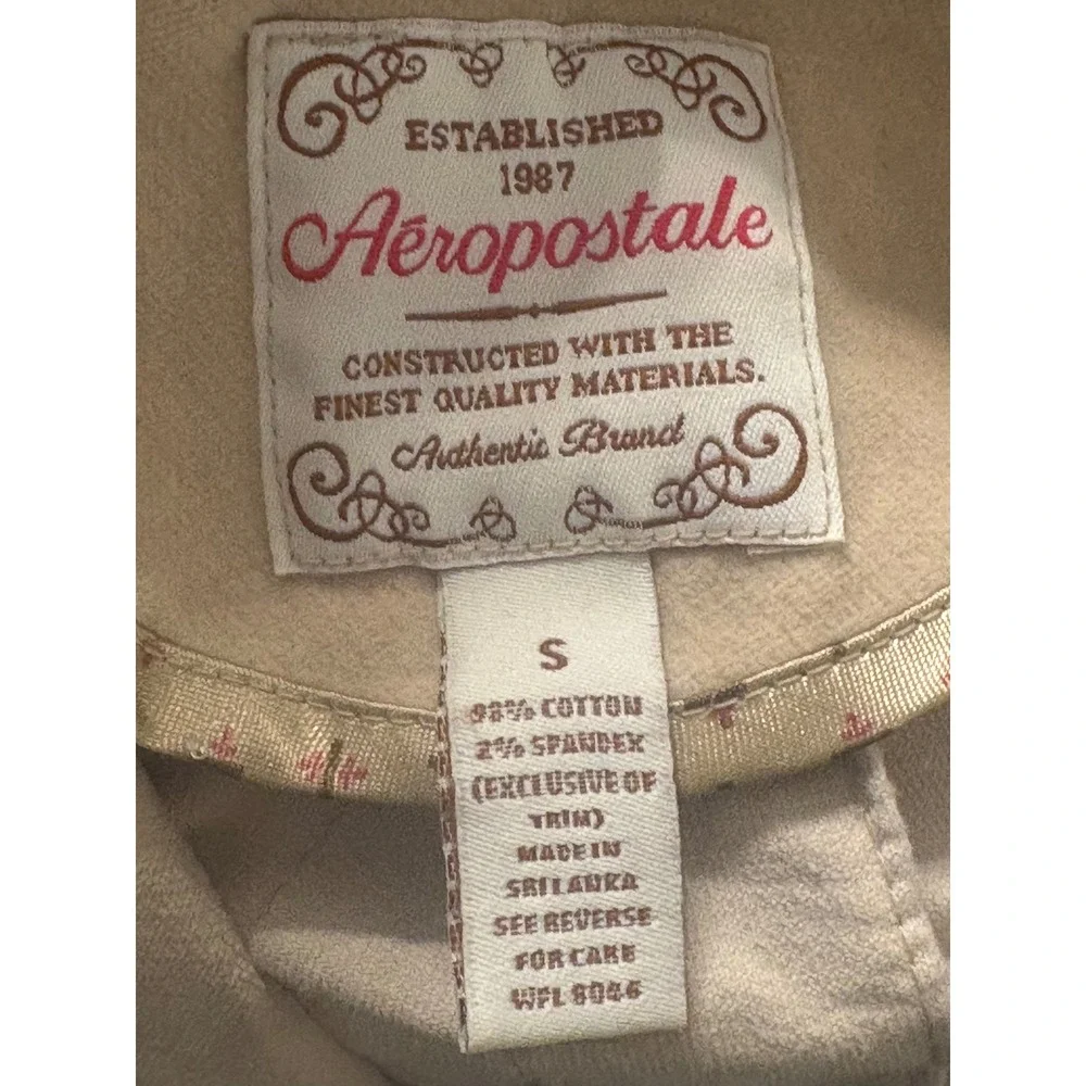 Aeropostale Tan Corduroy Blazer Jacket Womens Small Beige‎ 3 Button Stretch